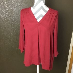 A.N.A Sheer Maroon V-Neck 3/4 Sleeve Top NWT 💃🏻